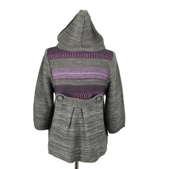 Lulumari Crochet 1 Button Gray Purple Sweater Funky BOHO Hooded Nice Size M - Picture 2 of 8